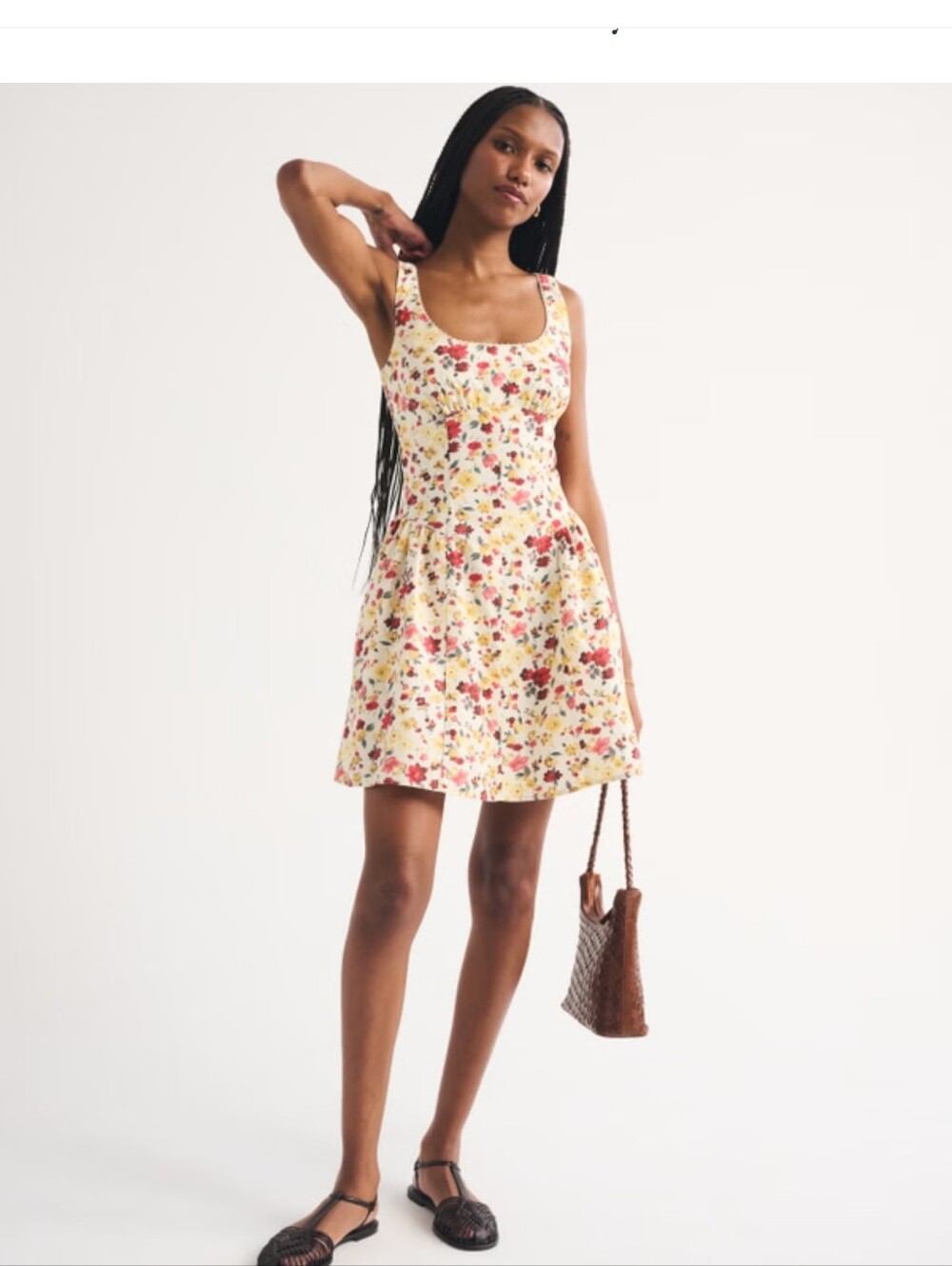 A&F Bra-Free Dylan Mini Dress In Cream Floral NWT